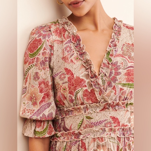 BTFL-LIFE  Floral Ruffle Maxi Dress Size Small - Picture 4 of 13